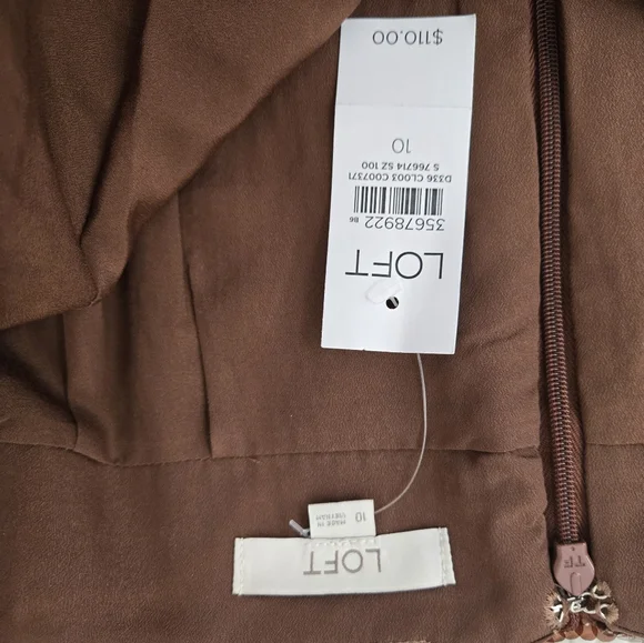 Sequin Brown Maxi Skirt Loft NWT sexy slit fits like 12 - Picture 4 of 4